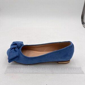 YDN Blue Women Fashion Dress Flats Bows Low Heels Pumps Pointed Toe